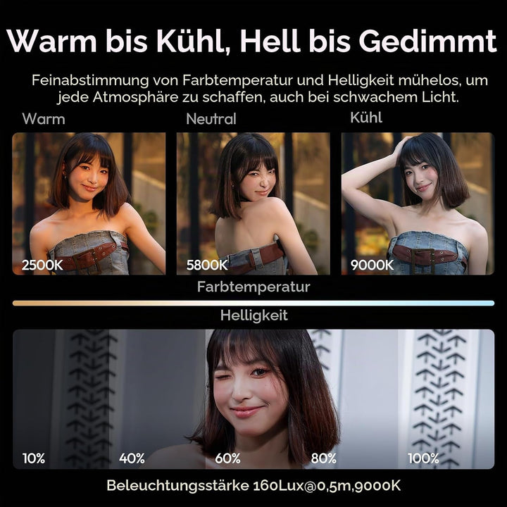 ULANZI ML05 Magnetische Selfie Licht für iPhone, Dual Magnet LED Ringlicht mit Spiegel, 9000K CRI≥97