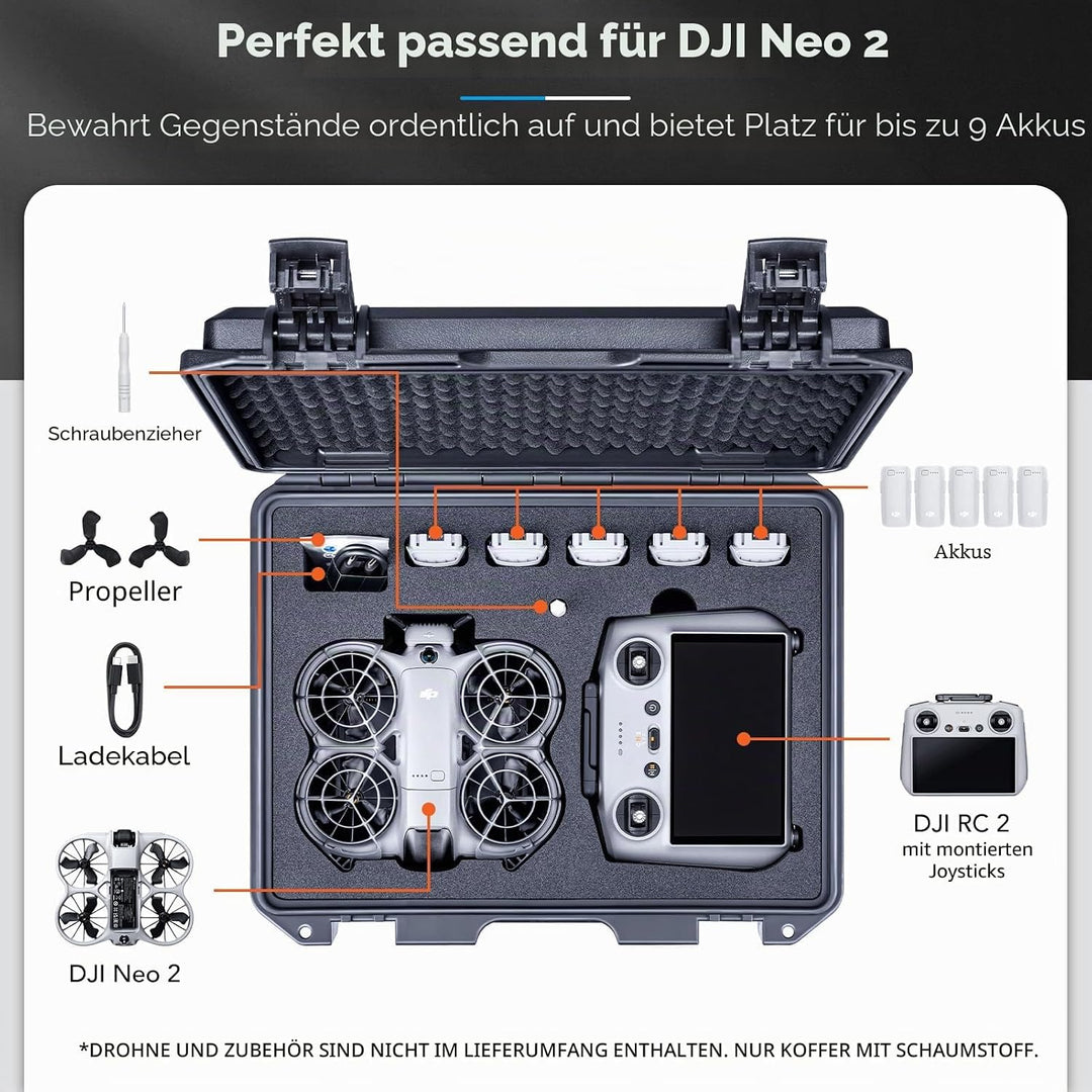 Lykus Titan N220 Wasserdicht Tasche/Koffer/Case für DJI Neo 2 and RC2/RC-N3/N2 Controller,Unterstütz