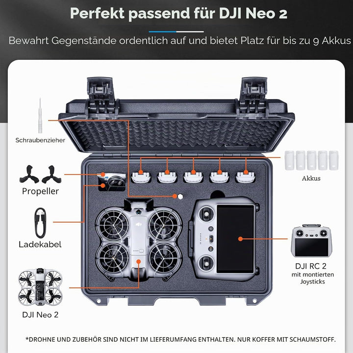 Lykus Titan N220 Wasserdicht Tasche/Koffer/Case für DJI Neo 2 and RC2/RC-N3/N2 Controller,Unterstütz