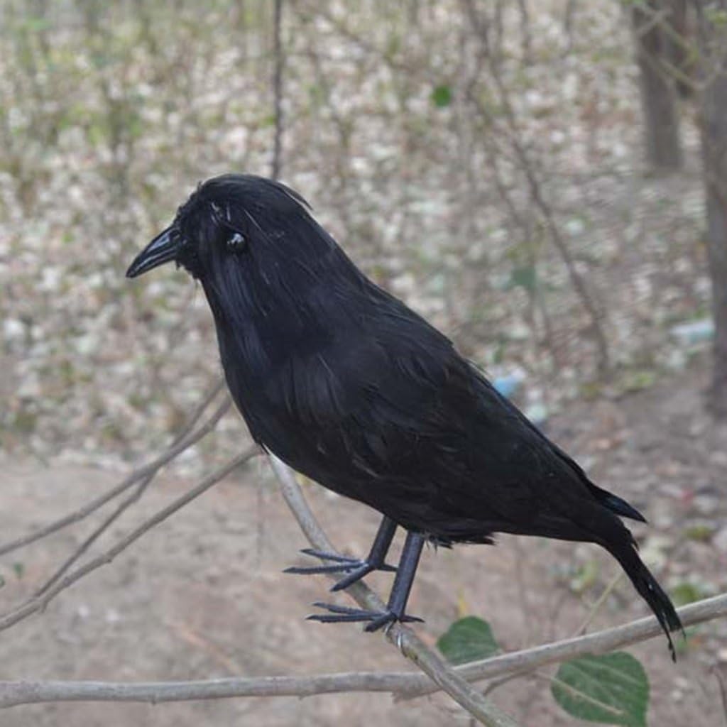 6 X Halloween Deko-Krähe Künstliche Rabe Krähe Mit Federn Schwarz Vogel