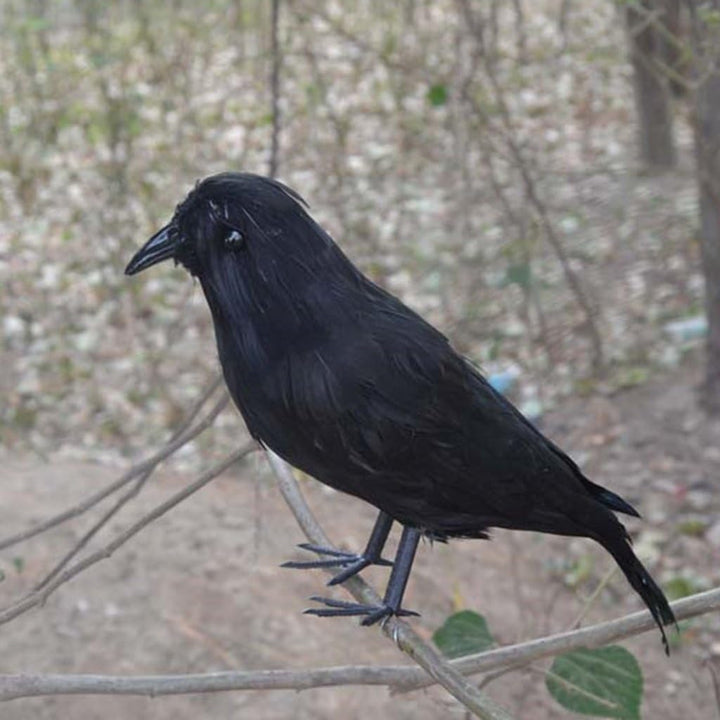 6 X Halloween Deko-Krähe Künstliche Rabe Krähe Mit Federn Schwarz Vogel