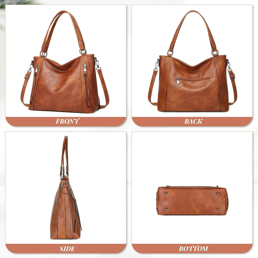 VINBAGGE Damen Handtasche Leder Henkeltasche Top Griff Tasche Vintage Weiches Umhängetasche Schulter