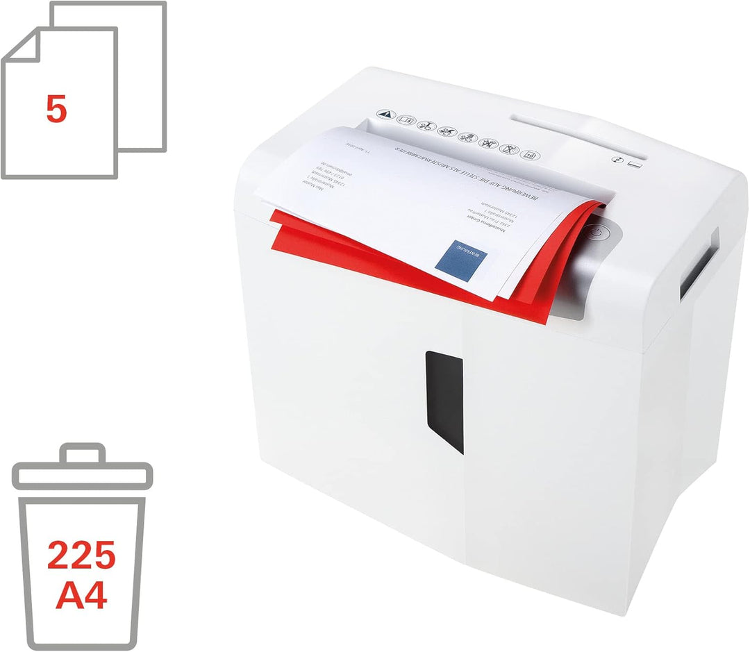 HSM shredstar X5 Aktenvernichter, Sicherheitsstufe P-4, 5 Blatt (Partikelschnitt) mit CD-Schredder w