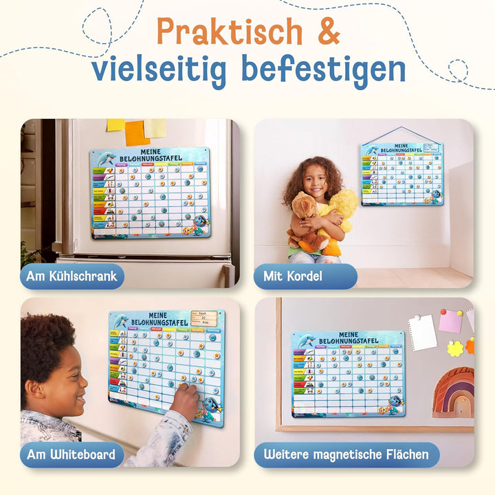 LIKARTO Belohnungstafel Kinder – [DAS ORIGINAL] – Montessori Aufgabenplaner & Magnettafel – individu