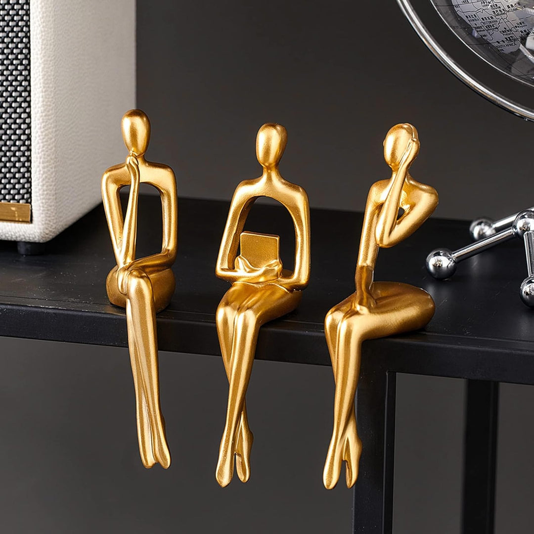 XINXUAN Goldene Statue, Heimdekorationen für Wohnzimmer, Regal-Dekor, modernes Bücherregal, Dekorati