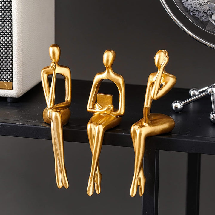 XINXUAN Goldene Statue, Heimdekorationen für Wohnzimmer, Regal-Dekor, modernes Bücherregal, Dekorati