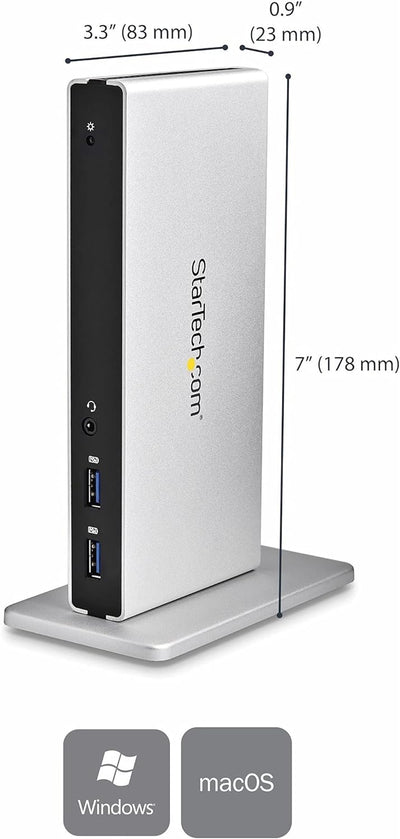 StarTech.com Dual Monitor Dockingstation mit USB 3.0 auf DVI-I & DVI-D und Adaptern für VGA & HDMI,