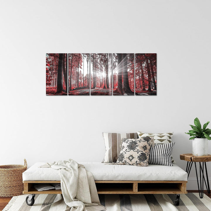 Runa Art Bild Wald Landschaft Wandbilder auf Vlies Leinwand 5 Teilig Wanddekoration Schlafzimmer Woh