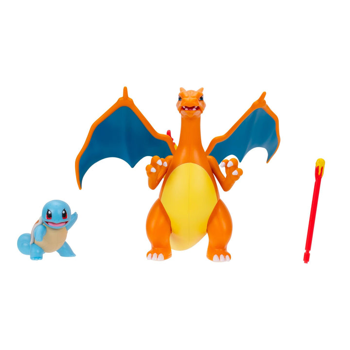 Pokémon PKW2283 - Battle Pack Flamme &amp; Wasser Glurak und Schiggy | 11,5 cm Glurak und 5 cm Schiggy B