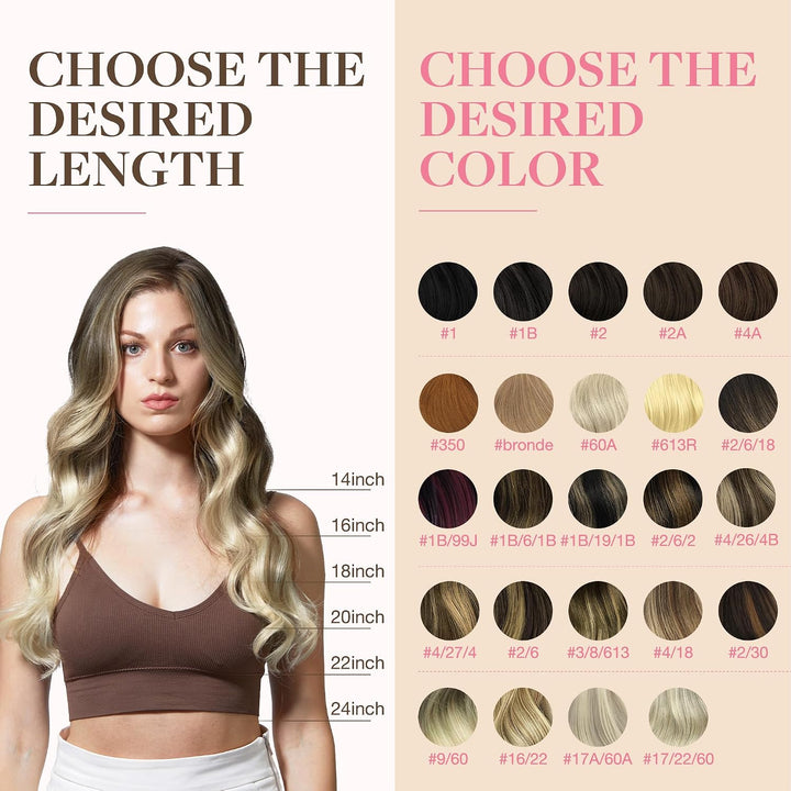 GOO GOO Tape in Exitensions Echthaar, Ombre Ash Brown bis Platinum Blonde 20pcs 50g 45cm, Remy Tape