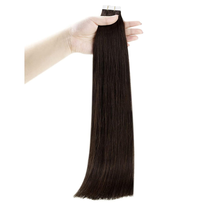 RUNATURE Tape in Extensions Echthaar Dunkelbraun Tape Echthaar Extensions 30cm Naturliches Tape in H