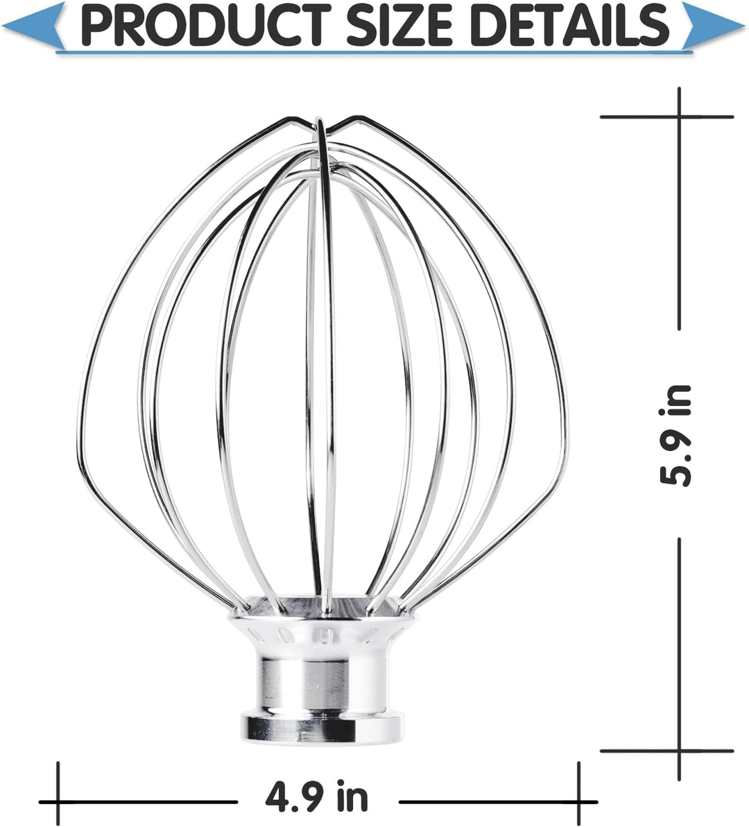 Schneebesen für KitchenAid 4,5 und 5 Quart Mittelgrosse Küchenmaschinen mit kippbarem Motorkopf, K45