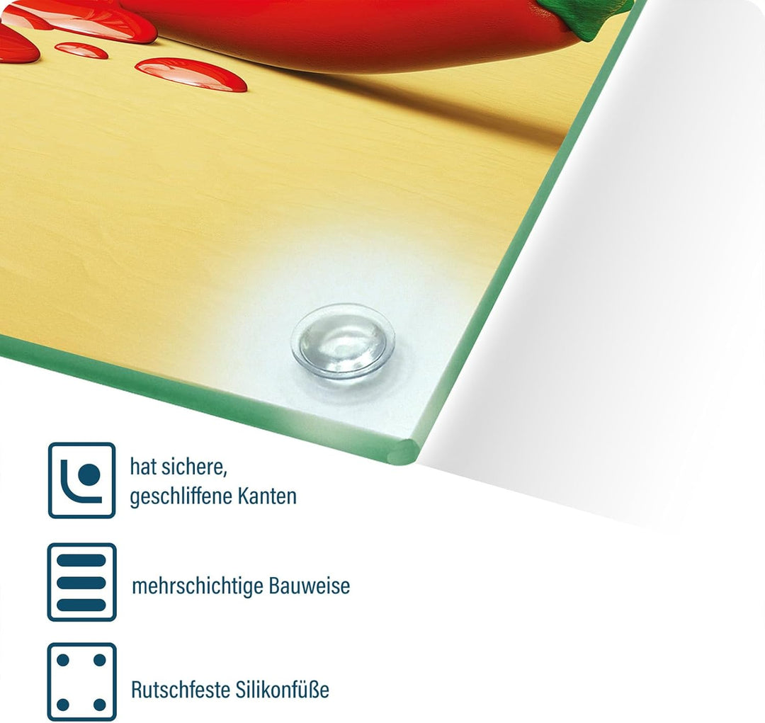 SFArt Herdabdeckung Glas – Gehärtetes Glas Schneidebrett & Ceranfeld Abdeckplatte 1 Teilig 30x40– Hy