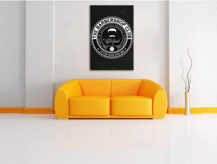 Dark the Barber-Shop-Club black Leinwandbild Bild auf Leinwand, XXL riesige Bilder fertig gerahmt mi
