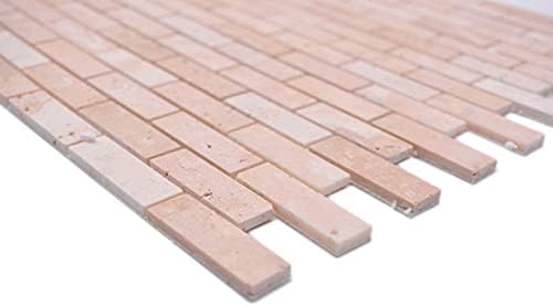 Mosaikfliese Selbstklebende Mosaike Verbund Naturstein Travertine beige MOS200-4M92_f