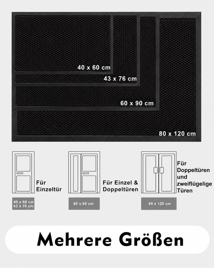 Fussmatte Aussen 43 x 76 cm, rutschfeste Silikon Schmutzfangmatte, Langlebig Fussabtreter Aussenbere