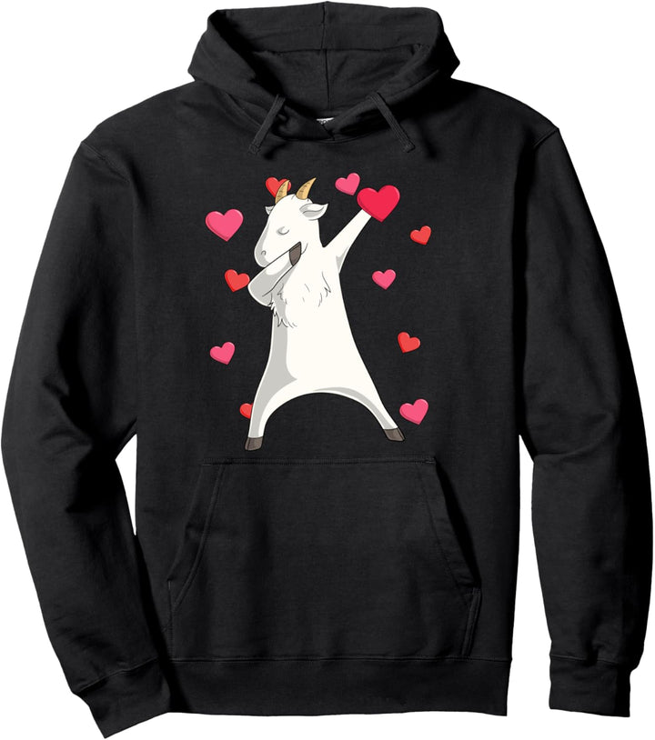 Dabbing Ziege Valentinstag Love Heart Dance Pose Goat Gift Pullover Hoodie