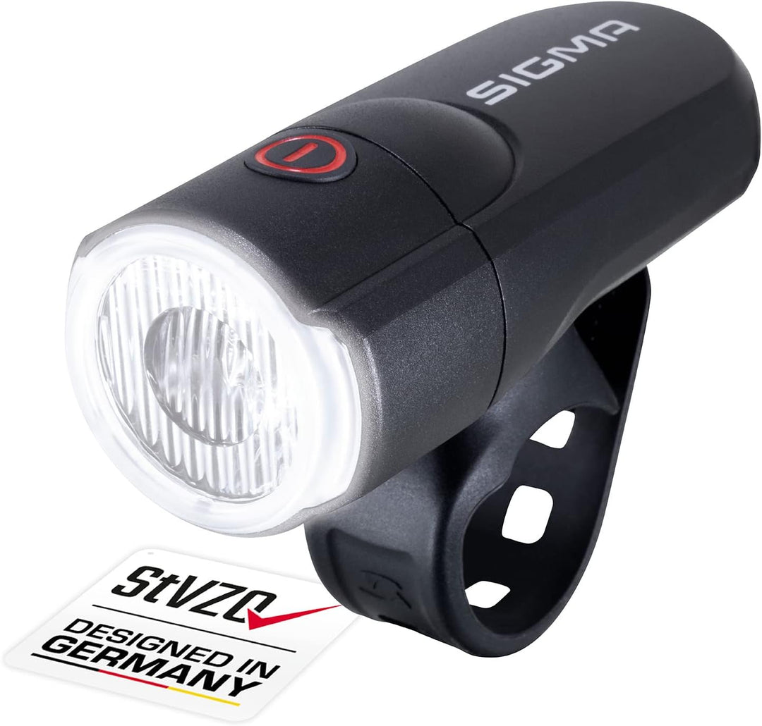 SIGMA SPORT - Aura 30 | LED Fahrradlicht 30 Lux | StVZO zugelassenes, batteriebetriebenes Vorderlich