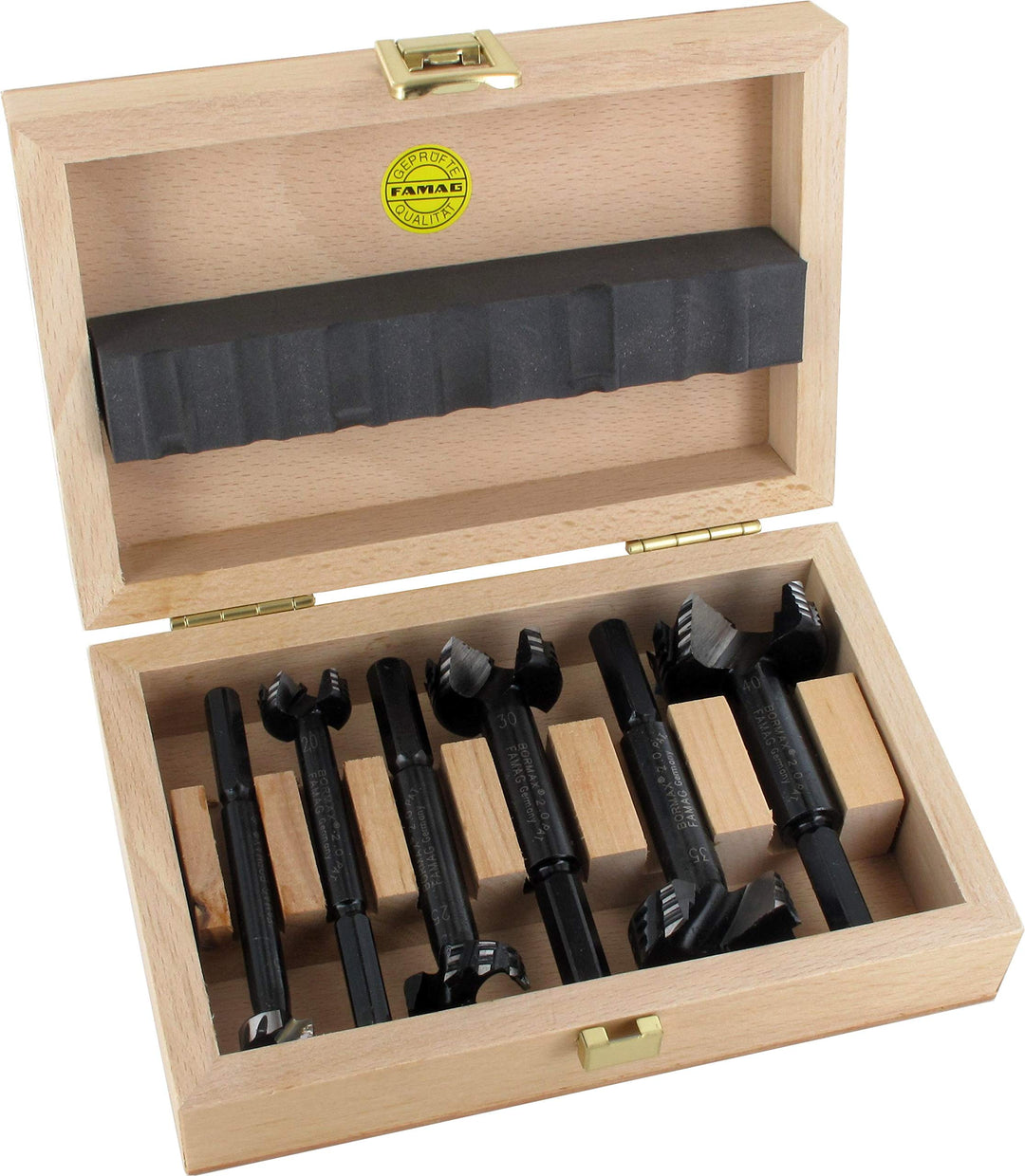 FAMAG Bormax 2.0 WS-Forstnerbohrersatz 6-teilig D=15,20,25,30,35,40mm im Holzkasten Satz 6tlg. D=15,