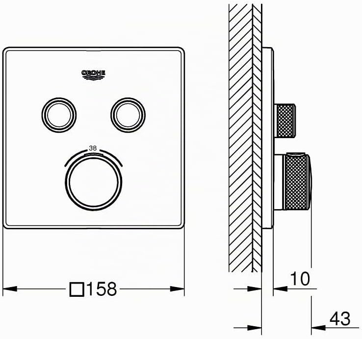 GROHE 29124DC0 GRT SmartControl THM trimset square 2SC Armatur, supersteel