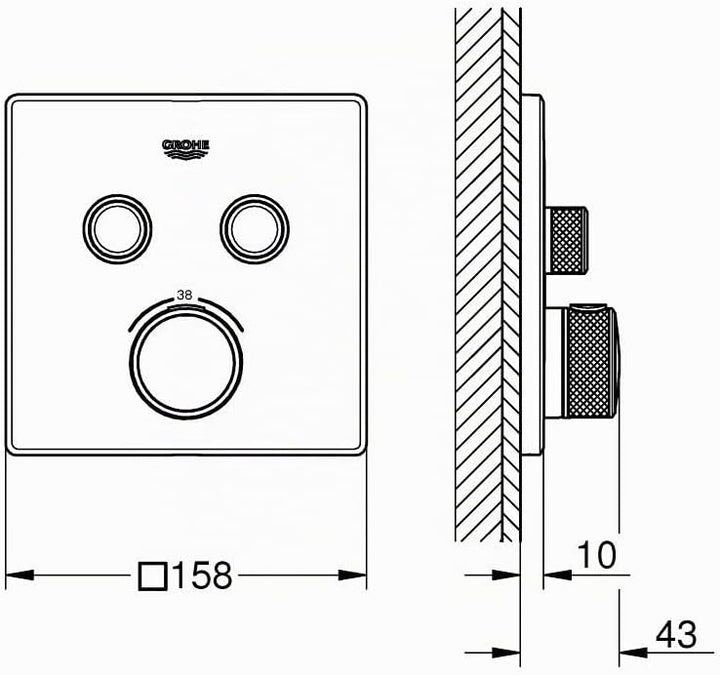 GROHE 29124DC0 GRT SmartControl THM trimset square 2SC Armatur, supersteel