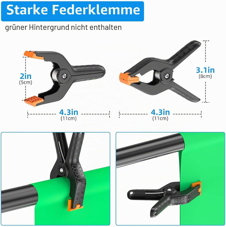 EMART T Form Hintergrund Ständer Hintergrundsystem, 1,5mx2,6m Fotohintergrund Ständer mit 4 Federcli