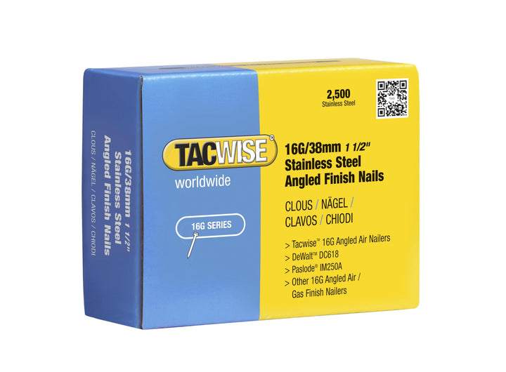Tacwise 1223 Typ 16G/38mm gewinkelte Edelstahl Nägel, 2.500 Stück 1 stück (2500er Pack), 1 stück (25