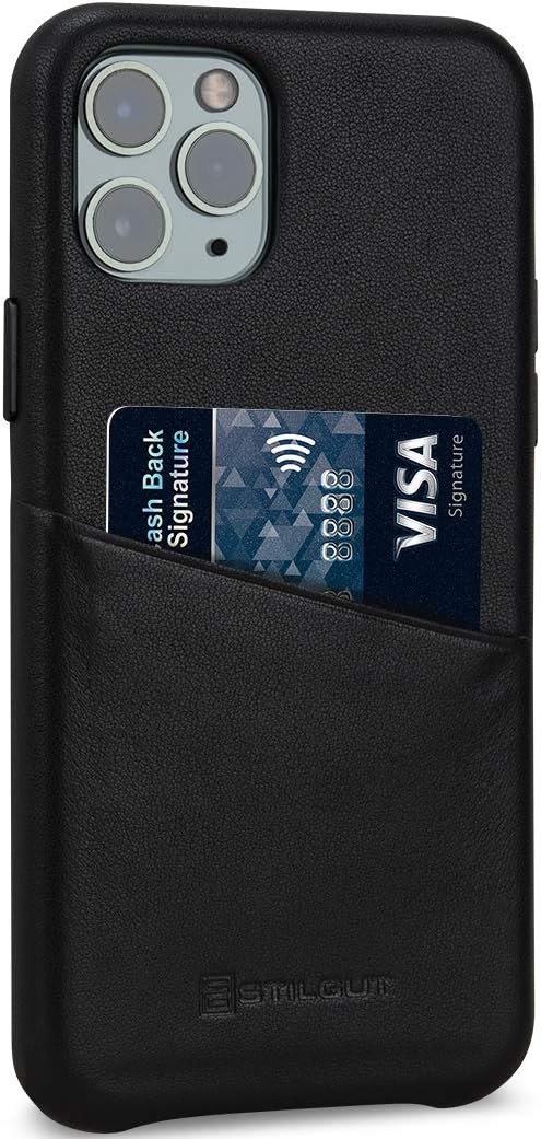 STILGUT Handyhülle kompatibel mit iPhone 11 Pro Max Hülle mit Kartenfach, Case aus Leder, Kartenhüll