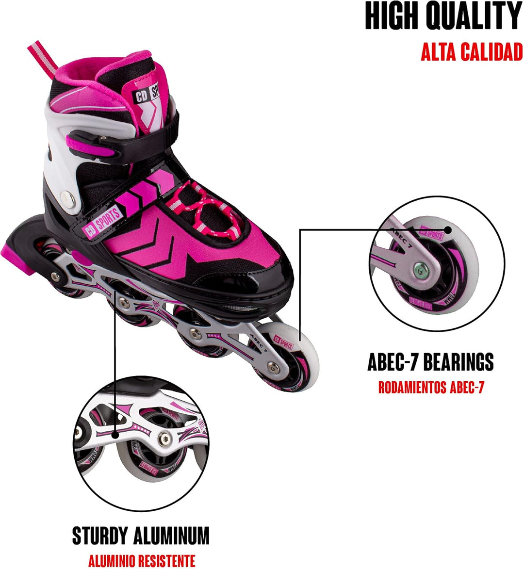 Calma Dragon Inline-Skates, grössenverstellbar, Profi-Skates für Erwachsene und Kinder, 4 Rollen, Sc