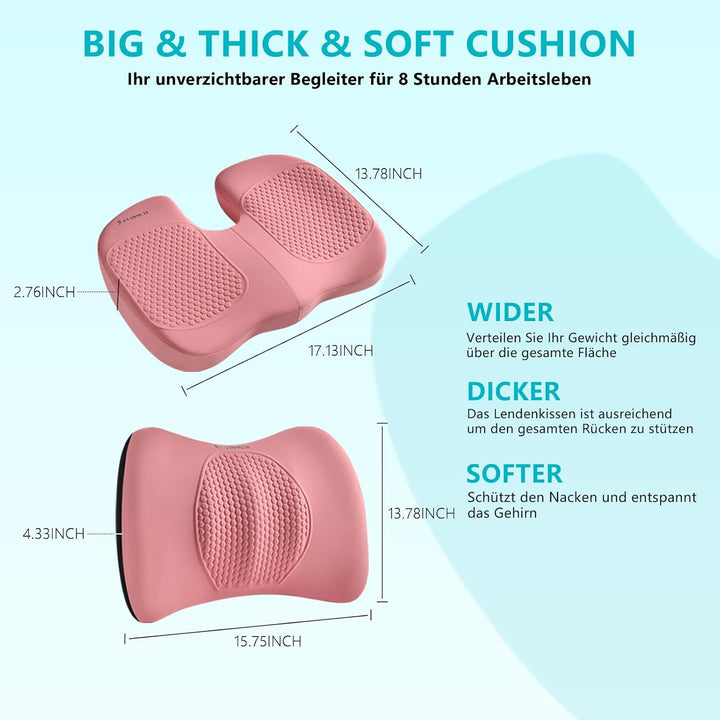 FLORICH Auto Sitzkissen und Lendenkissen Memory Foam Schreibtischstuhl Kissen Ergonomisches Sitzkiss