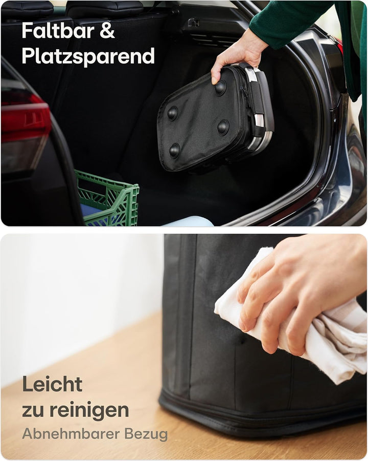 Praknu Einkaufskorb Faltbar Klein – 2 in 1 Erweiterbar 15L auf 25L – Abnehmbarer & Waschbarer Bezug