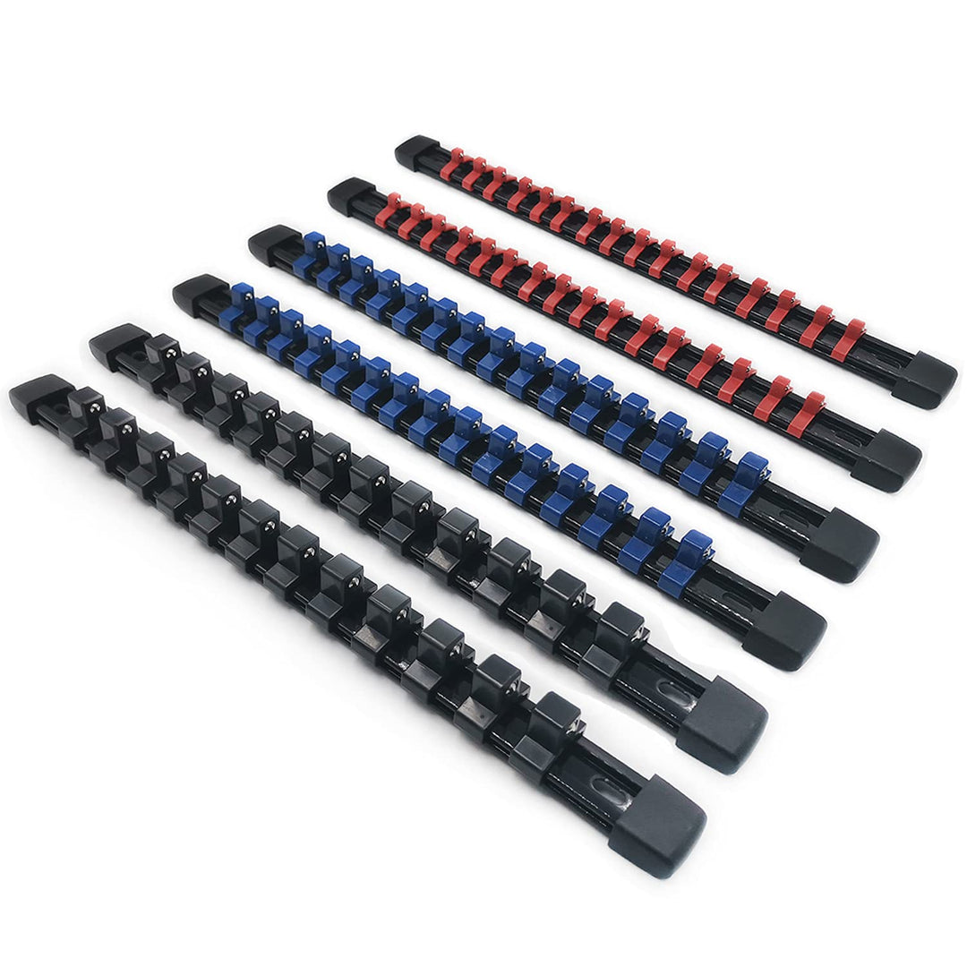 ACEBON 6-tlg Aufsteckschienen-Set für Steckschlüssel-Einsätze | mit 86 Clips | für Einsätze 6,3 mm (