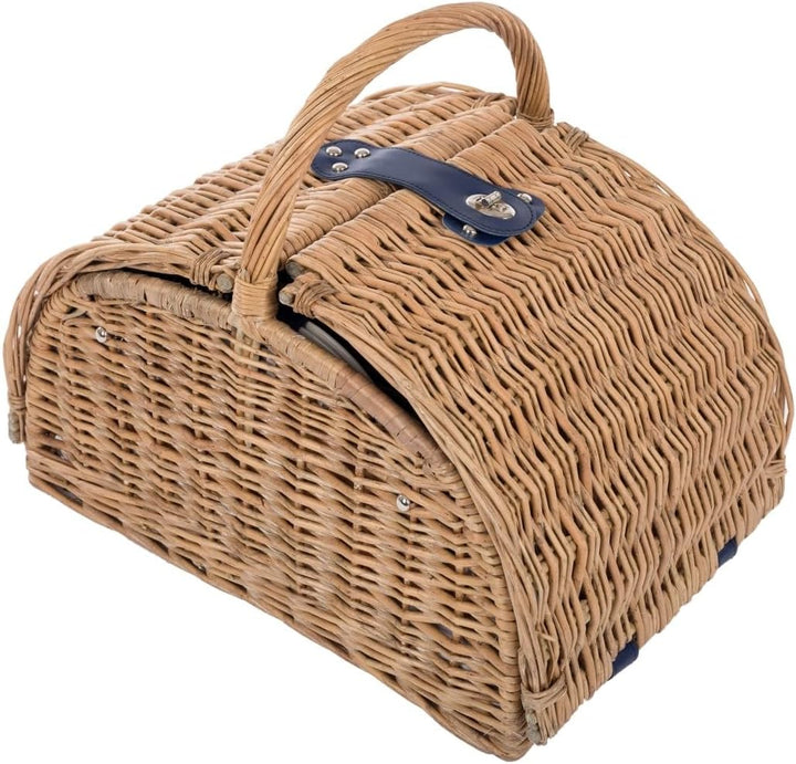 Picknickkorb für 4 Personen blau/weiss 41 x 33 x 29 cm