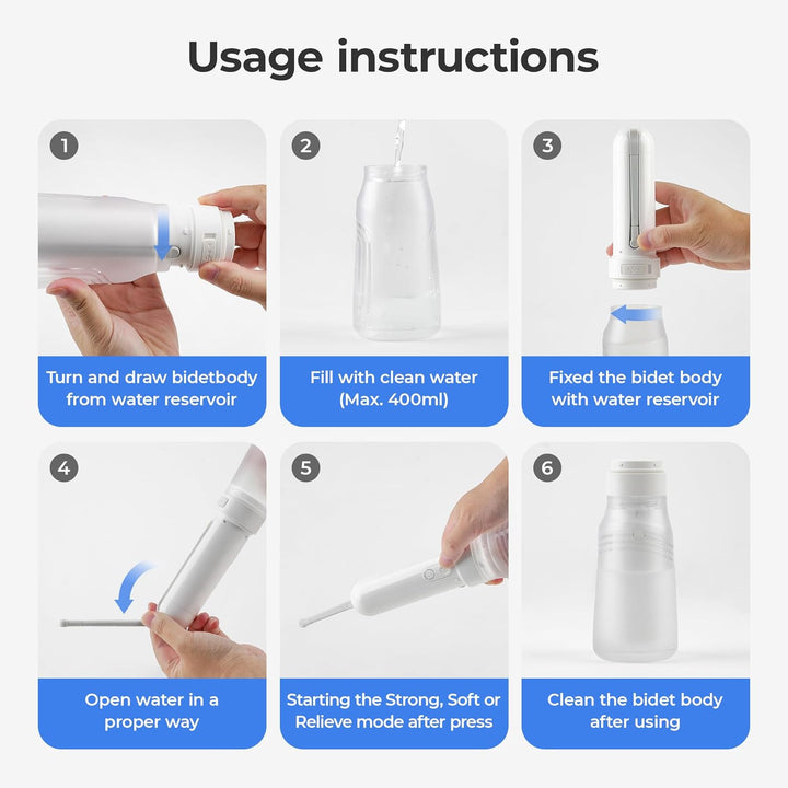 Tragbares Reise 400 ml – Handheld ,wasserdicht mit 3 Hochdruckoptionen, Toilette Bidet-Sprühkopf Für