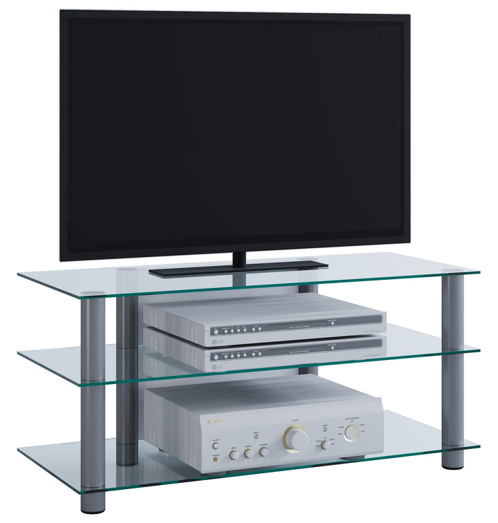 VCM TV Rack Lowboard Konsole LCD LED Fernsehtisch Möbel Bank Glastisch Tisch Schrank Aluminium Klarg