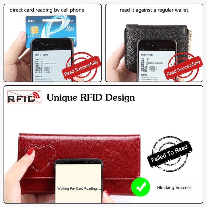 Mode Geldbeutel Damen Leder Geldbörse RFID Schutz Large Portemonnaie Lange Brieftasche mit 10 Karten