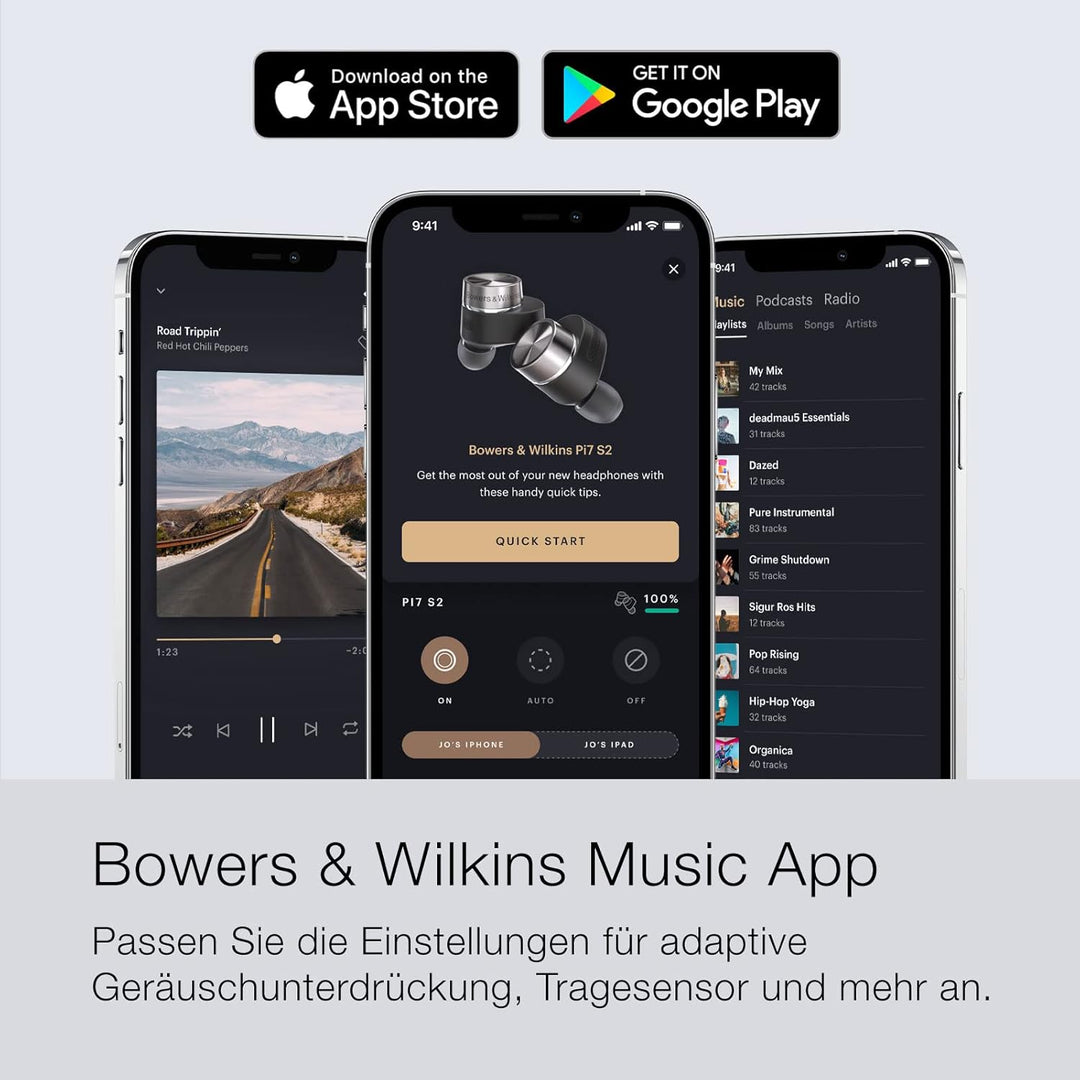 Bowers &amp; Wilkins Pi7 S2 (Modelljahr 2023) kabellose True Wireless Noice Cancelling Kopfhörer mit Blu