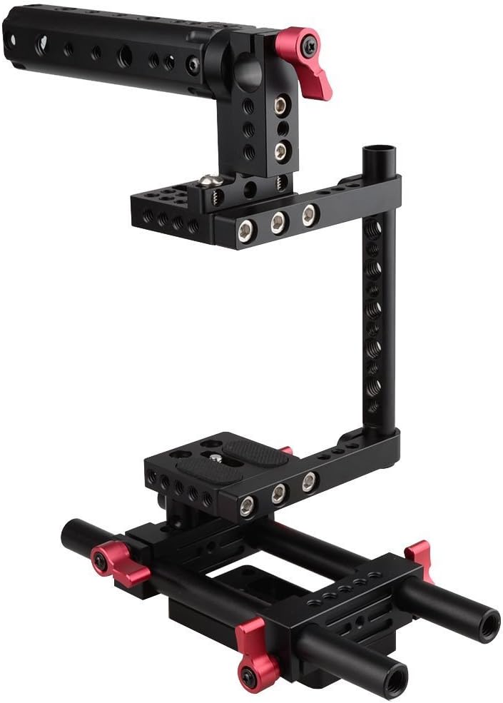 CAMVATE Kamera Käfig Rig Top Griff Stativanschluss Platte Kompatibel für Nikon Sony(rot)