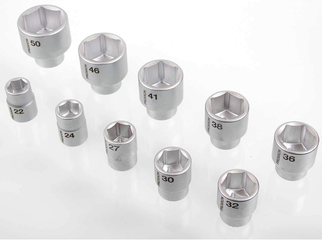 Proxxon 23300 Steckschlüsselsatz 22-50 mm Antrieb 20 mm (3/4") 15-teilig in Stahlbox
