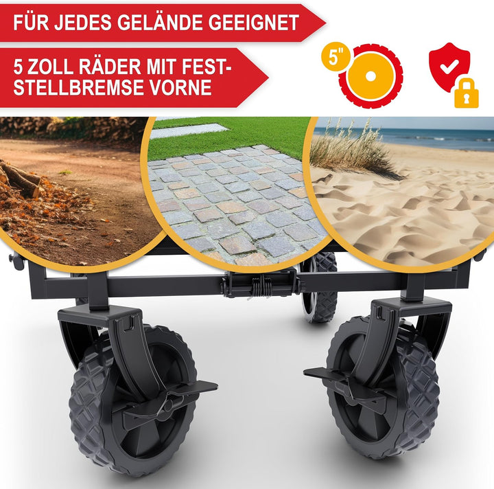 ONBEST Bollerwagen faltbar - Plus Regenschutz - Faltbollerwagen - Bollerwagen Für viele Anwendungen