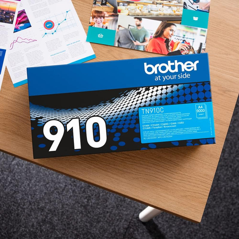 Brother Original Ultra-Jumbo-Tonerkassette TN-910C cyan (für Brother HL-L9310CDW, HL-L9310CDWT, HL-L