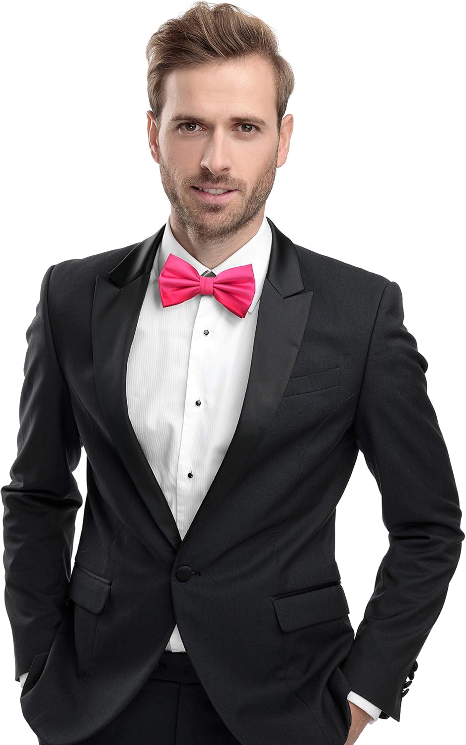 MASADA Herren Fliege Seidenlook, stufenlos verstellbar, handgefertigt, Hakenverschluss - 12 x 6 cm 1