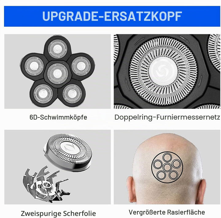 Elektrisch Rasierkopf,LOEVERY 6D Elektrische Rasierklingen Ersatz Rotationsrasierer für Glatze Herre