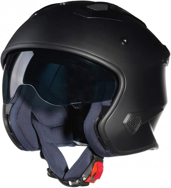 Bayard XP-69 S Draco Motorradhelm Hybrid Jethelm Sturzhelm mit Sonnenblende, SCHWARZMATT, L
