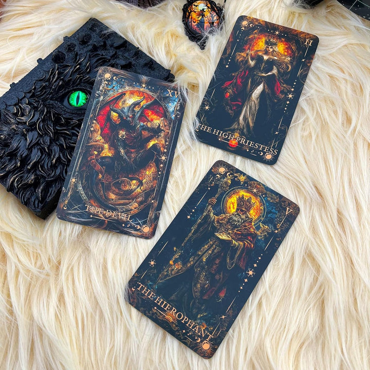 Dunkles Gothic-Tarotkartenspiel, einzigartig, Tarotkarten für Anfänger, Tarotkarten mit Begleitbuch,