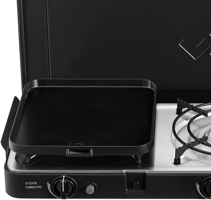 CADAC - 3 Cook Turbo FFD Deluxe - 50mBar - Grillen - Tragbare Grills - Kochfläche aus Edelstahl - In