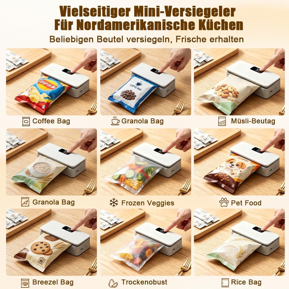 Mini Folienschweissgerät, Tüten Versiegler mit 8 Verstellbaren Messer | Tragbares Beutelverschliesse