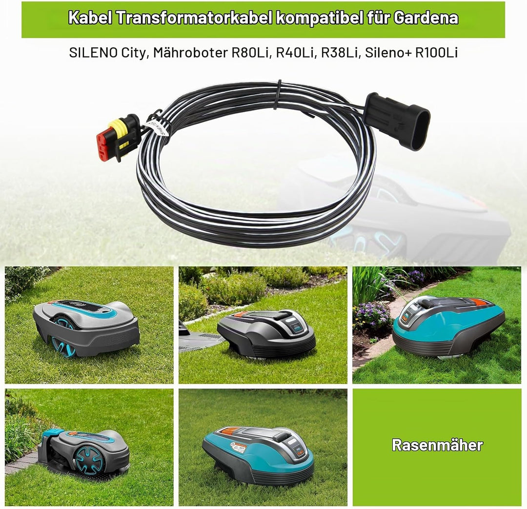 Shentec 5M Niederspannungskabel Transformator Kabel kompatibel mit Gardena Robotic R38Li, R40Li, R80