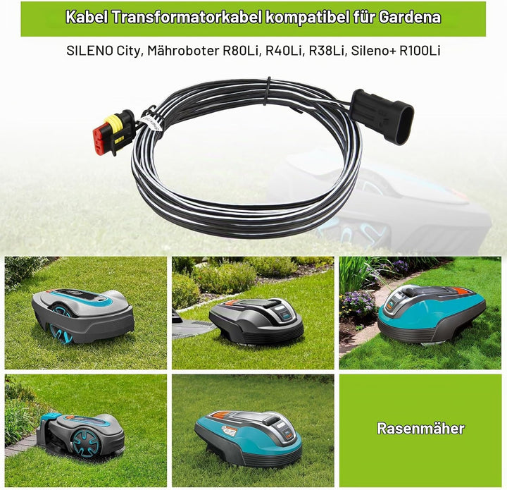 Shentec 5M Niederspannungskabel Transformator Kabel kompatibel mit Gardena Robotic R38Li, R40Li, R80
