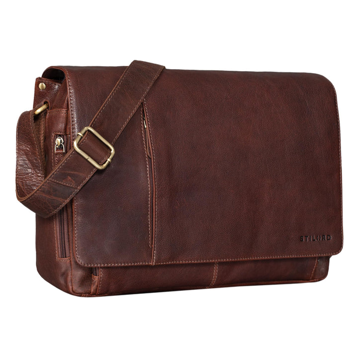 STILORD Vintage Umhängetasche Leder gross für Herren Damen 15.6 Zoll Laptoptasche Unitasche Bürotasc